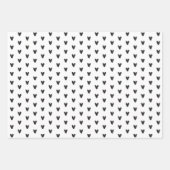 白黒のハートと線 ラッピングペーパーシート (正面2)