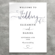白黒のハートスクリプ結婚トのウェルカムサイン
