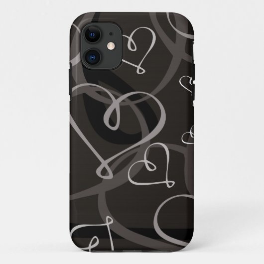 白黒のハートパターン Case-Mate iPhoneケース (裏面)