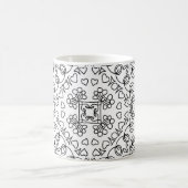 白黒のハート模様 コーヒーマグカップ (中央)