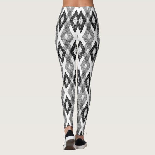 白黒のハーレキグランジン模様 レギンス (裏面)