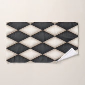 白黒のハーレクインのパタエレガントーン市松模様に バスタオルセット (ハンドタオル)