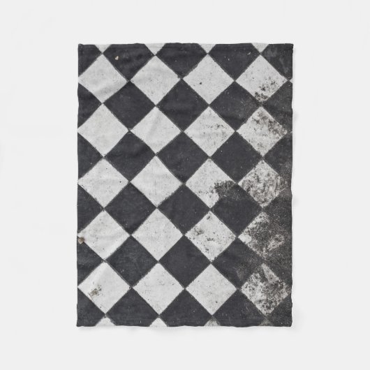 白黒のハーレクインの図 フリースブランケット (正面)