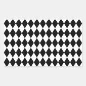 白黒のハーレクイン模様 長方形シール (正面)