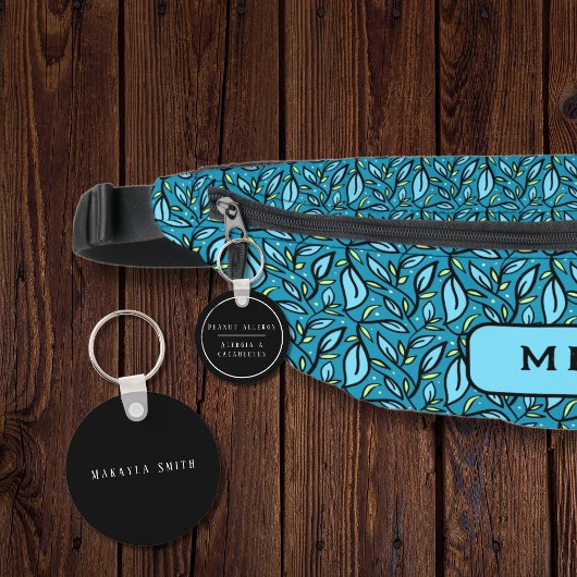 白黒のバイリンガルピーナッツアレルギー警告 キーホルダー