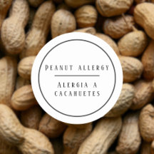 白黒のバイリンガルピーナッツアレルギー警告