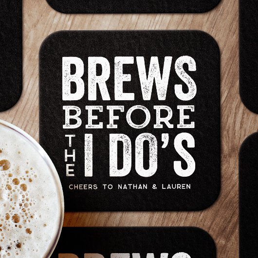 白黒のバチュラーパーティ スクエアペーパーコースター