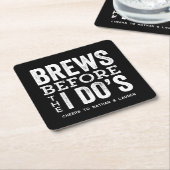 白黒のバチュラーパーティ スクエアペーパーコースター (アングル)