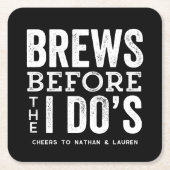 白黒のバチュラーパーティ スクエアペーパーコースター (正面)