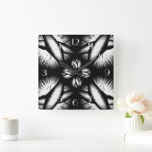 白黒のバックワード時計 スクエア壁時計 (ホーム)