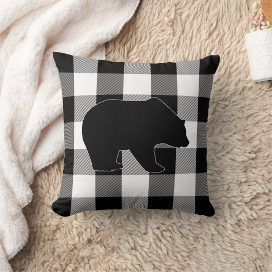 白黒のバッファローの点検|の樵の格子縞くま クッション (ブランケット)