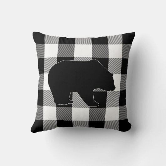 白黒のバッファローの点検|の樵の格子縞くま クッション (裏面)