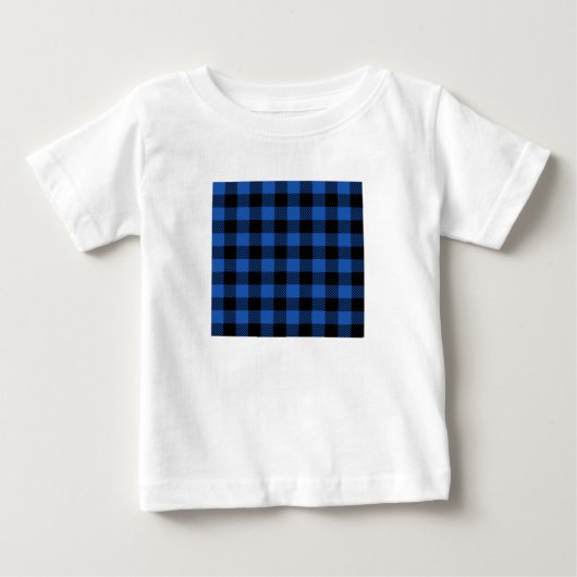 白黒のバッファロー市松模様にパターン ベビーTシャツ (正面)