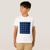 白黒のバッファロー市松模様にパターン Tシャツ (正面フル)