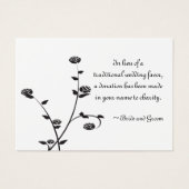 白黒のバラのチャリティ結婚ーフカード (正面)