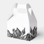 白黒のバラのミニマル結婚リスト フェイバーボックス (裏面サイド)