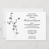 白黒のバラのリハ結婚ーサルディナー 招待状 (正面)