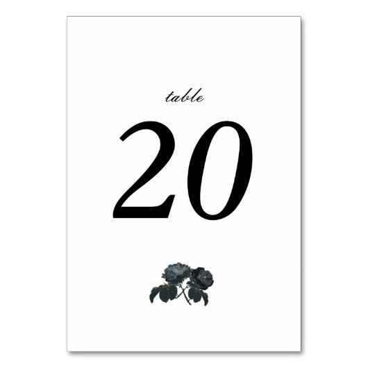 白黒のバラの結婚テーブル番号 テーブルナンバー (正面)