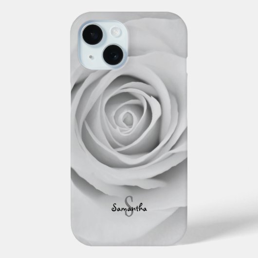 白黒のバラの花のスマホケース Case-Mate iPhoneケース (裏面)