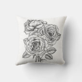 白黒のバラの花束 クッション (裏面)