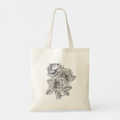 白黒のバラの花束 トートバッグ (裏面)