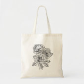 白黒のバラの花束 トートバッグ (正面)