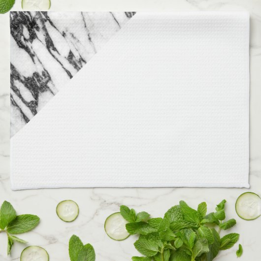 白黒のバラの金ゴールドの大理石の幾何学的な三角形 キッチンタオル (折り畳み)