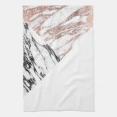 白黒のバラの金ゴールドの大理石の幾何学的な三角形 キッチンタオル (縦)