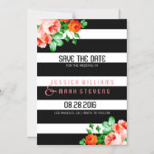 白黒のバラストライプズアクセント マグネット招待状 (正面)