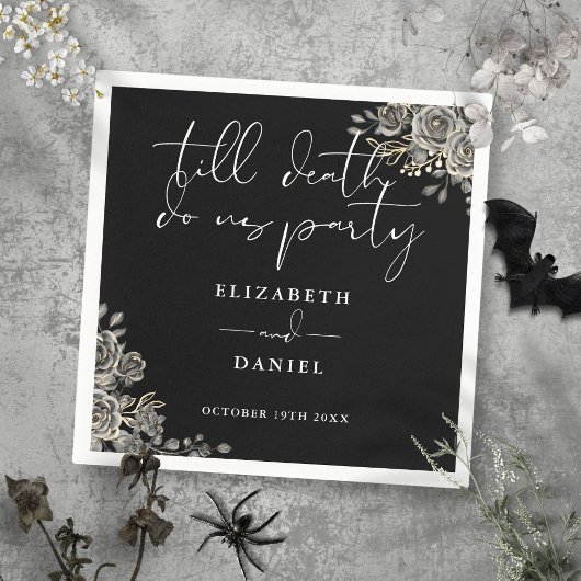 白黒のバラフローラゴシック結婚ズ スタンダードカクテルナプキン