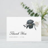 白黒のバラ結婚の感謝 サンキューカード (スタンド正面)