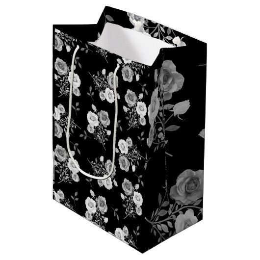 白黒のバラ結婚ズ抱き枕 ミディアムペーパーバッグ (正面アングル)