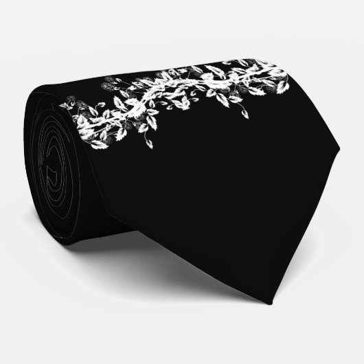 白黒のバラ ネクタイ (ロール)