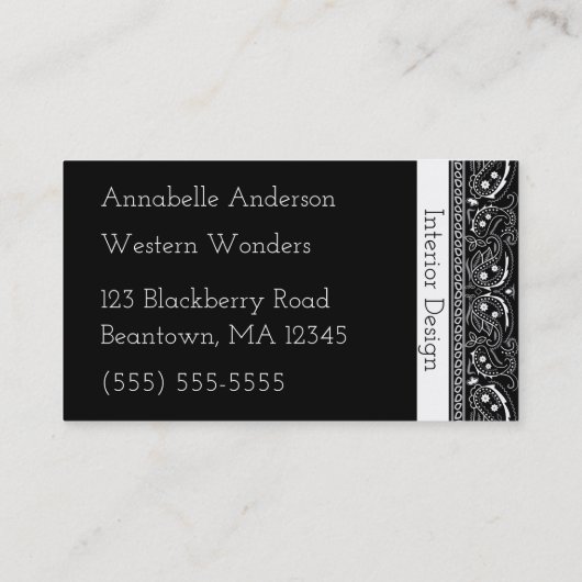 白黒のバンダナのカスタマイズ 名刺 (裏面)