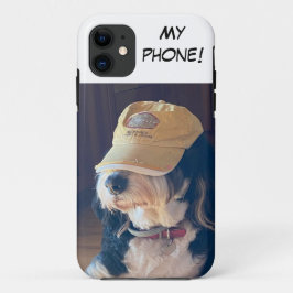 白黒のバーニドゥードル 黄色い帽子 "My phone" iPhone 11 ケース