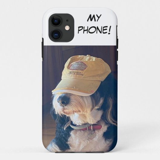 白黒のバーニドゥードル 黄色い帽子 "My phone" Case-Mate iPhoneケース (裏面)