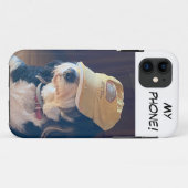 白黒のバーニドゥードル 黄色い帽子 "My phone" Case-Mate iPhoneケース (裏面(横))