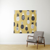 白黒のパイナップルの継ぎ目のない模様 タペストリー (インサイチュ)