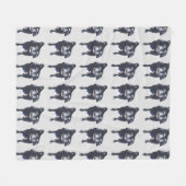 白黒のパグドッグフリースブランケット フリースブランケット (正面(横))