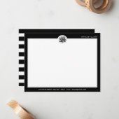 白黒のパタストライプーン&モダンバラ ノートカード (正面/裏面インサイチュ)