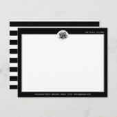 白黒のパタストライプーン&モダンバラ ノートカード (正面/裏面)