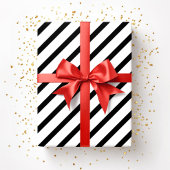 白黒のパタストライプーン ラッピングペーパー