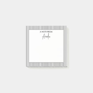 白黒のパターストライプン名パーソナライズされた前 ポストイット