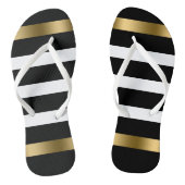 白黒のパターストライプン金ゴールドアクセント風呂 ビーチサンダル (ソール)