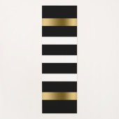 白黒のパターストライプン金ゴールドアクセント風呂 ヨガマット (正面)