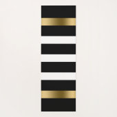 白黒のパターストライプン金ゴールドアクセント風呂 ヨガマット (裏面)