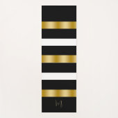 白黒のパターストライプン金ゴールドアストライプクセント ヨガマット (正面)