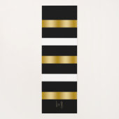 白黒のパターストライプン金ゴールドアストライプクセント ヨガマット (裏面)