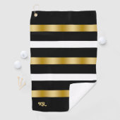 白黒のパターンストライプ金ゴールドアクセント2 ゴルフタオル (インサイチュ)