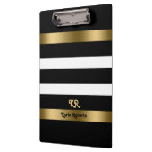 白黒のパターンストライプ金ゴールドアクセント クリップボード (左)